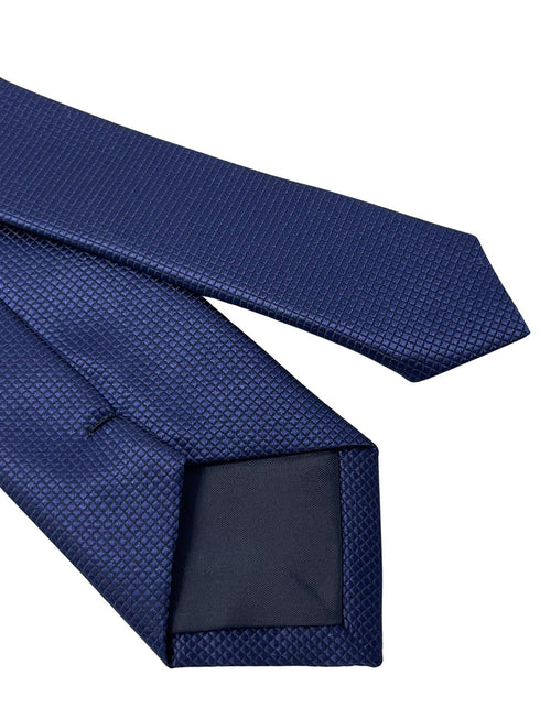 Navy dark blue tie with subtle squared design